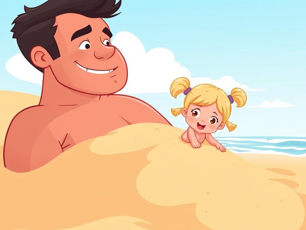 Dad buried in sand