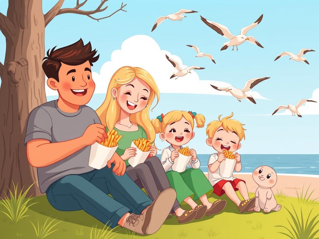 Fish and chips by the water